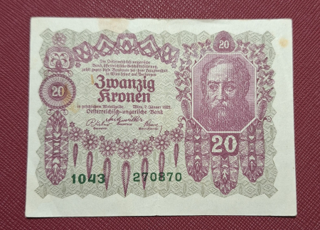 Bancnote straine - Austria 20 Coroane 1922, circulata