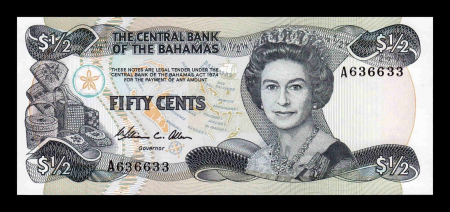 Bahamas - Bahamas 1/2 Dolari 1974, Regina Elisabeta II, necirculata