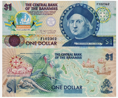 Bahamas - Bahamas 1 Dolar 1992: 500 ani de la prima debarcare a lui Columb, UNC
