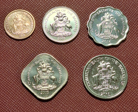 Bahamas Set 5 monede: 1 5 10 15 25 Centi 2005-2016, UNC [1]