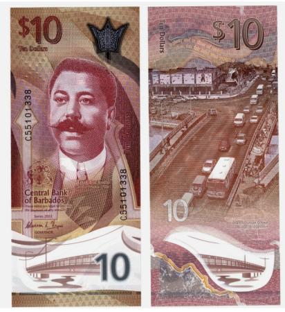 Bancnote straine - Barbados 10 Dolari 2022, polimer, necirculata