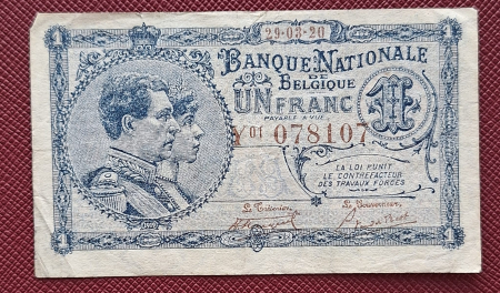 Belgia - Belgia 1 franc 1919, circulata