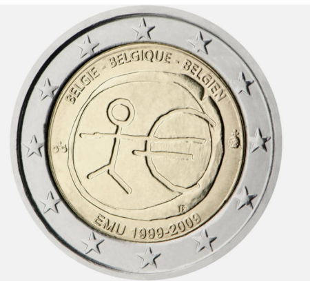 Monede Euro, Eurocenti - Belgia 2 euro 2009, A 10-a aniversare a Uniunii Economice Monetare, UNC