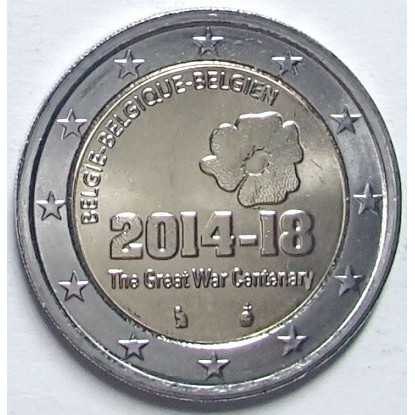 Monede Euro, Eurocenti - Belgia 2 euro 2014, 100 ani de la Primul Război Mondial, UNC