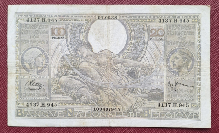 Belgia 20 Franci 1938, circulata [1]