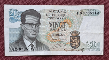 Belgia - Belgia 20 franci 1964, circulata