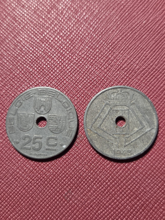 Monede Europa - Belgia 25 centimes 1943-1944