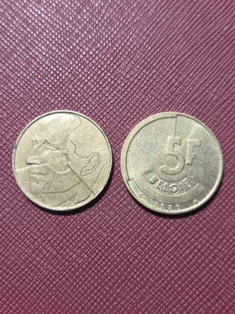 Monede straine - Belgia 5 franci 1986