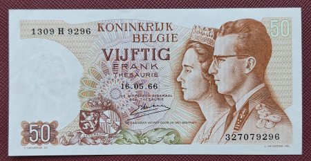 Belgia 50 Franci 1966, aproape necirculata [4]