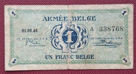 Belgia - Belgia, Armata Belgiana, 1 franc 1946, circulata