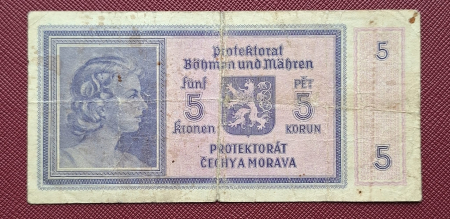 Bohemia si Moravia (Ocupatia Germana), 5 korun 1940-1944, circulata [1]