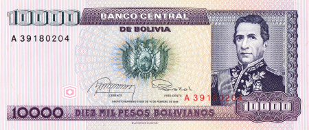 Bolivia 10 000 Pesos Bolivianos 1984 P-169a UNC [0]