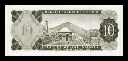 Bolivia 10 Pesos Bolivianos 1962, Colonelul Germán Busch, aproape necirculata [1]