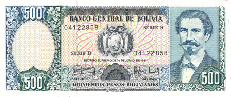 Bolivia 500 Pesos Bolivianos 1981 Eduardo Avaroa, circulata [0]
