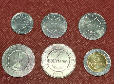 Bolivia set 6 monede 2012-2023: 10,20,50 centavos, 1,2,5 Bolivianos, UNC [1]