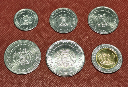 Monede America - Bolivia set 6 monede 2012-2023: 10,20,50 centavos, 1,2,5 Bolivianos, UNC