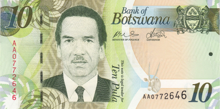 Bancnote Africa - Botswana, 10 Pula 2014, hartie, necirculata