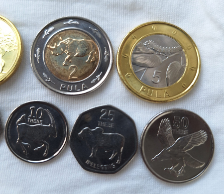 BOTSWANA,  5, 10,25,50 Thebe-1,2, 5 Pula 2013-2016, set 7 monede necirculate [5]