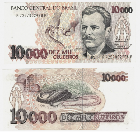 Brazilia - Brazilia 10000 CRUZEIROS 1993, extragerea veninului, necirculata