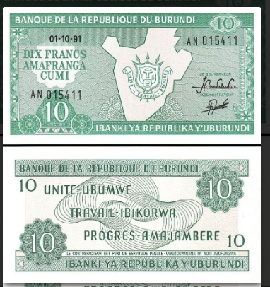 Burundi - Burundi, 10 Francs 1991 necirculata