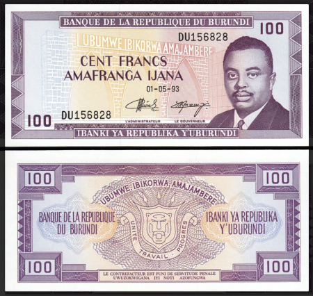 Bancnote Africa - Burundi 100 Franci 1993, necirculata