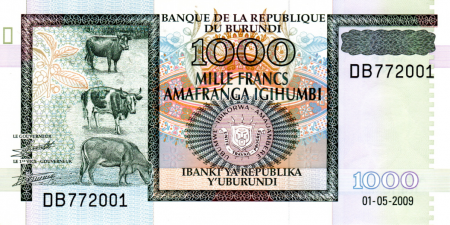 Burundi - BURUNDI 1000 Franci 2009, vaci, necirculata