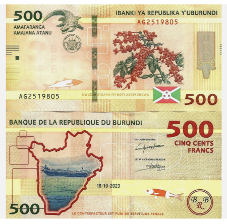 Burundi - Burundi, 500 Franci 2015-2018, crocodilul, necirculata