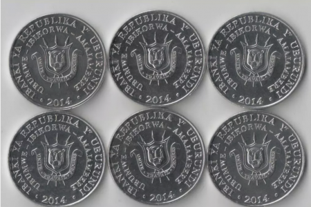 Burundi set 6 monede diferite de 5 Franci, 2014, Pasari, UNC [1]