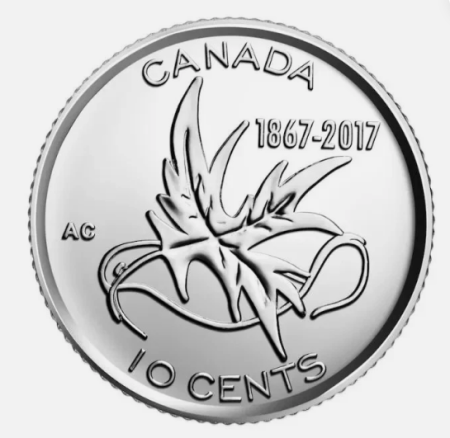 Monede America - Canada 10 Centi 2017, aniversara: 150 ani de Independenta, Regina Elisabeta II, UNC