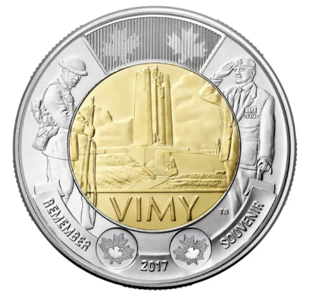 Monede America - Canada 2 dolari 2017, 100 ani de la Batalia de pe creasta Vimy, UNC