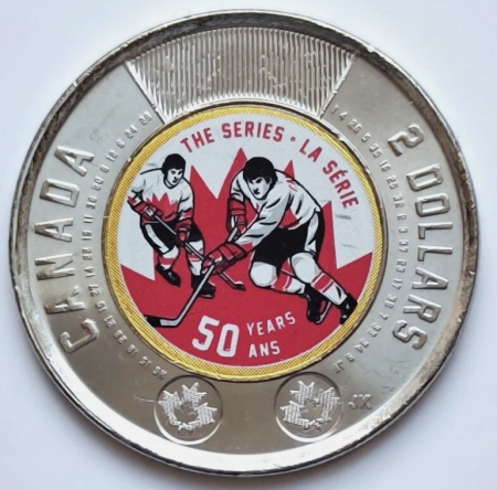 Monede straine - Canada 2 dolari 2022 colorata, Hochei, Regina Elisabeta II, necirculata