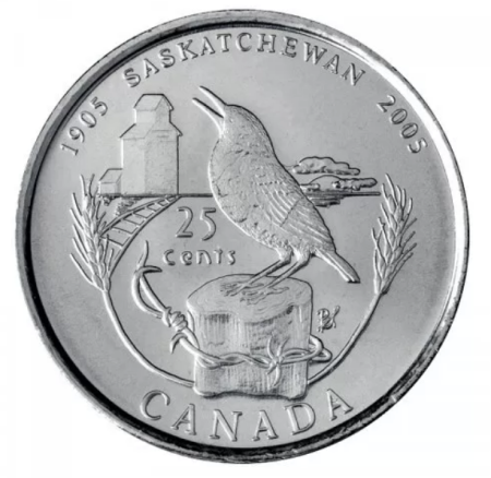 Monede America - Canada 25 centi 2005, a 100 a aniversare a Provinciei Saskatchewan, UNC