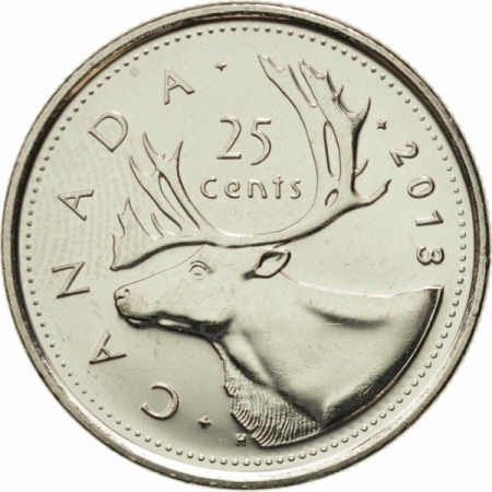 Monede America - Canada 25 centi 2013 Cerbul, aproape necirculata