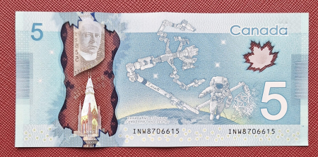Canada 5 dolari 2013, polimer, aproape necirculata [1]