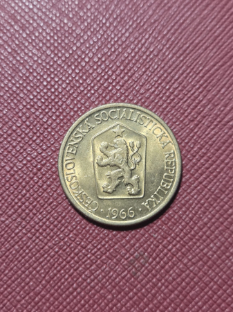 Monede straine - Cehoslovacia 1 coroana 1966, cu luciu de batere