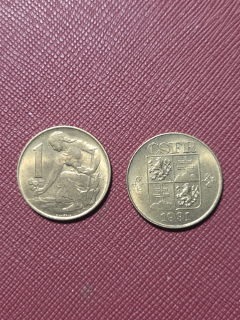 Monede straine - Cehoslovacia 1 coroana 1991