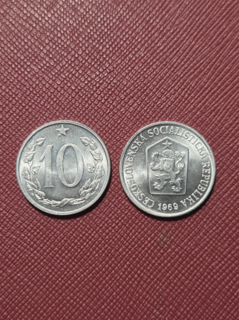 Monede straine - Cehoslovacia 10 haleru 1953-1969, cu luciu de batere