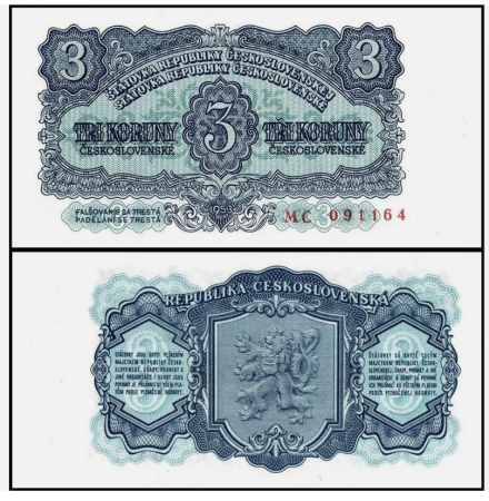Cehoslovacia - Cehoslovacia 3 Coroane 1953, UNC