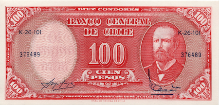 Chile, 10 Centesimos Overprint 100 Pesos, necirculata [0]