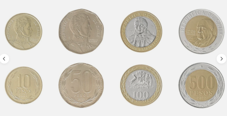 Monede - Chile set 4 monede 2021-2023: 10,50,100,500 Pesos, necirculate