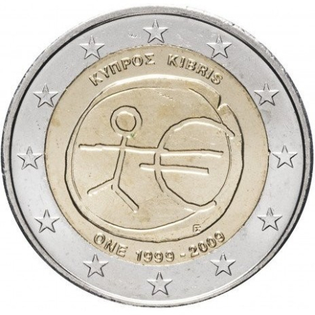 Monede Euro, Eurocenti - Cipru 2 euro 2009, A 10-a aniversare a Uniunii Economice Monetare, UNC