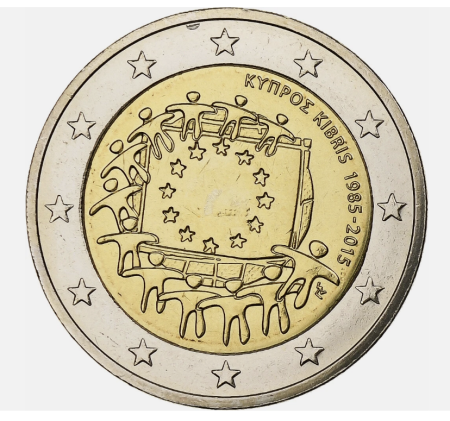 Monede Euro, Eurocenti - Cipru 2 euro 2015, a 30-a aniversare a drapelului Europei, UNC