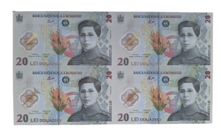 Bancnote Romania - Coala speciala 4x 20 lei 2025, UNC, plic + certificat autenticitate