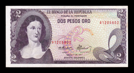 Columbia 2 Pesos Oro, Policarpa Salavarieta, 1977, circulata [0]