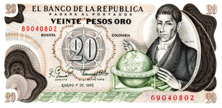 Columbia 20 Pesos Oro 1982, necirculata [1]