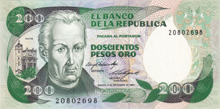 COLUMBIA 200 pesos 1992, necirculata [1]