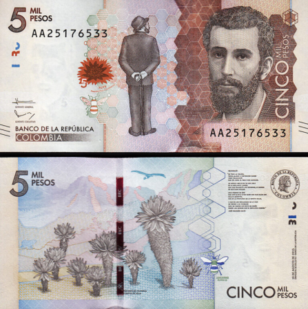 Columbia - COLUMBIA 5000 pesos 2015, necirculata