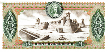 Columbia - Columbia, 5 Pesos Oro 1973, necirculata