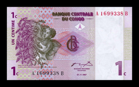 Congo - CONGO 1 centime 1997, necirculata