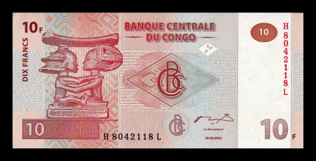 Congo - Congo 10 Franci 2003, necirculata
